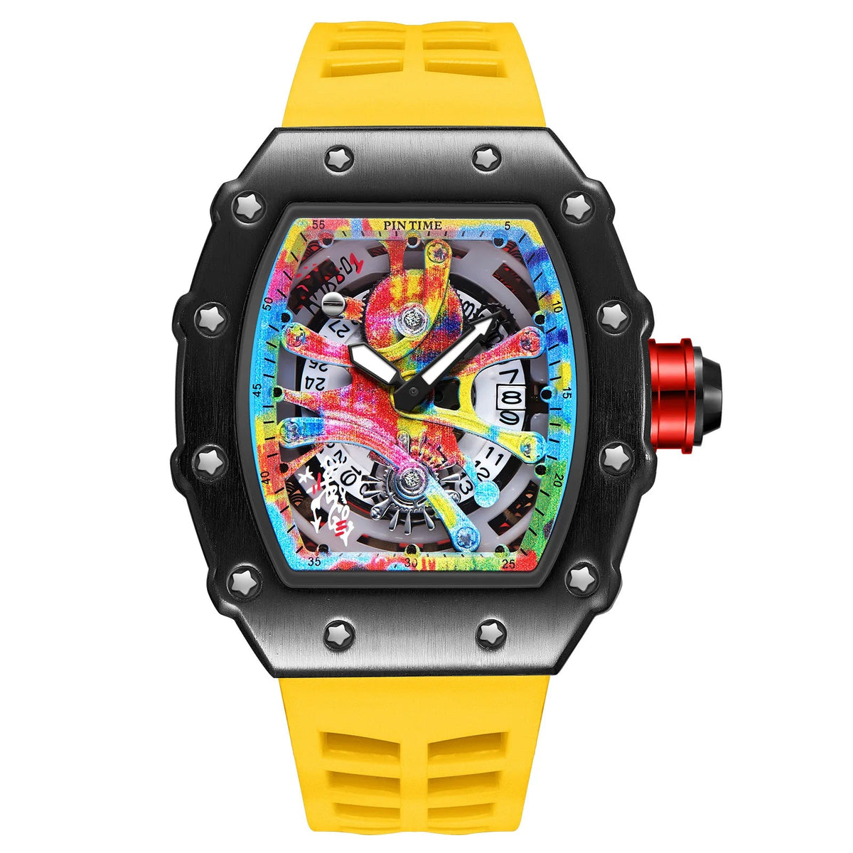 PINTIME® : Montre Quartz Homme Grand Cadran — Style Business Décontracté Avec Bracelet Silicone Premium.