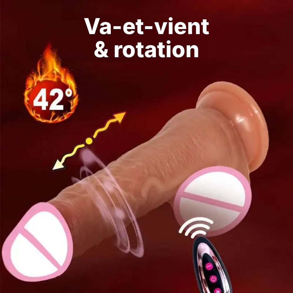 Masseur intime réaliste chauffant avec sa télécommande