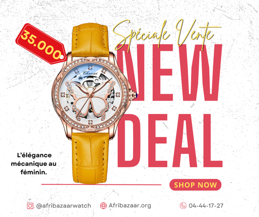 CHENXI® — Montre mécanique étanche pour femme au cadran orange élégant et ultra tendance.