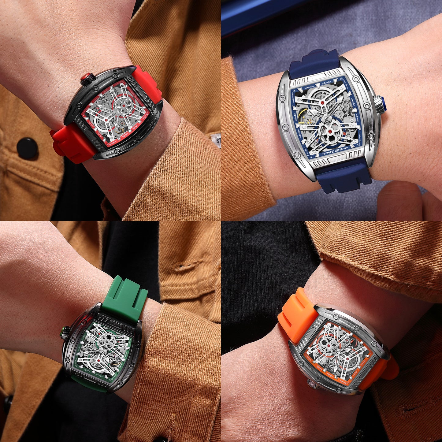 MEGIR® — Montre automatique sport-luxe étanche avec cadran lumineux et design premium ultra élégant.