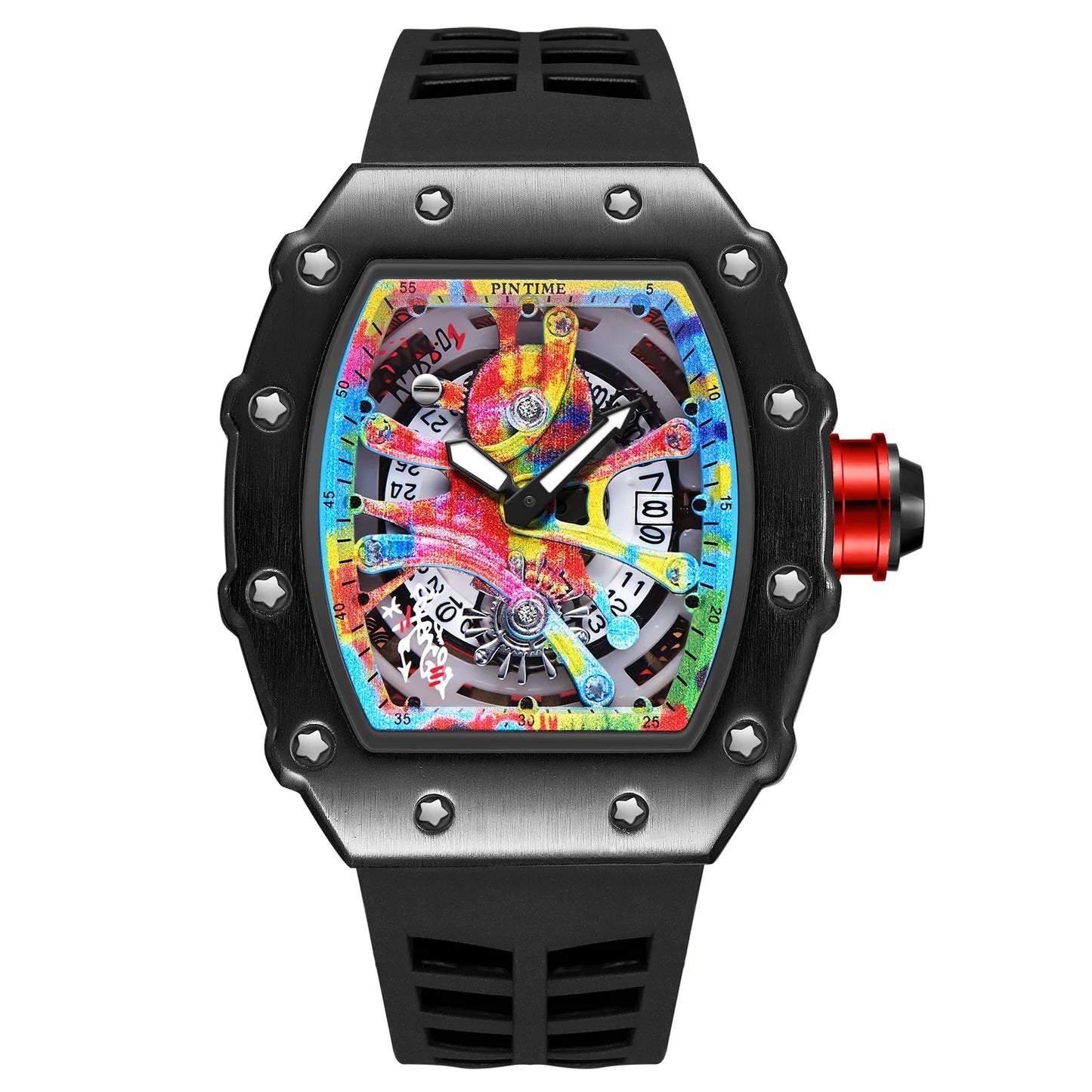 PINTIME® : Montre Quartz Homme Grand Cadran — Style Business Décontracté Avec Bracelet Silicone Premium.