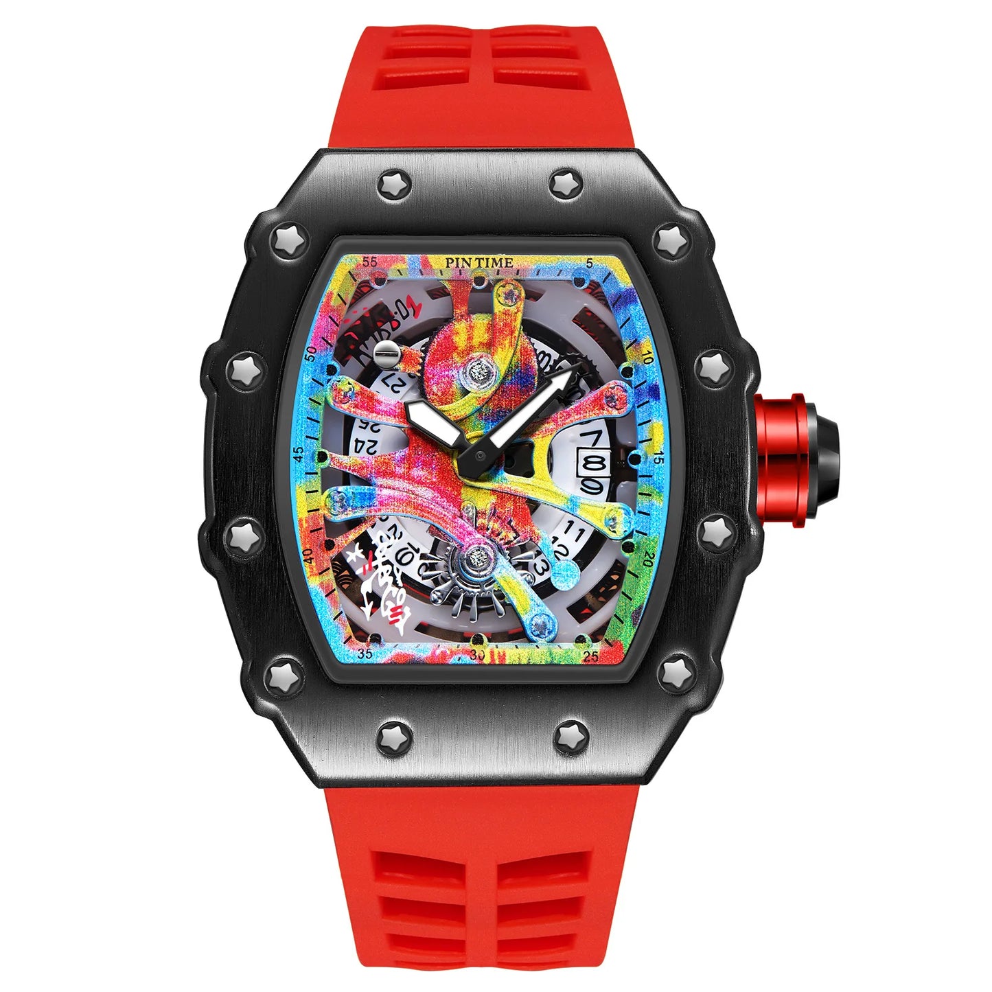 PINTIME® : Montre Quartz Homme Grand Cadran — Style Business Décontracté Avec Bracelet Silicone Premium.