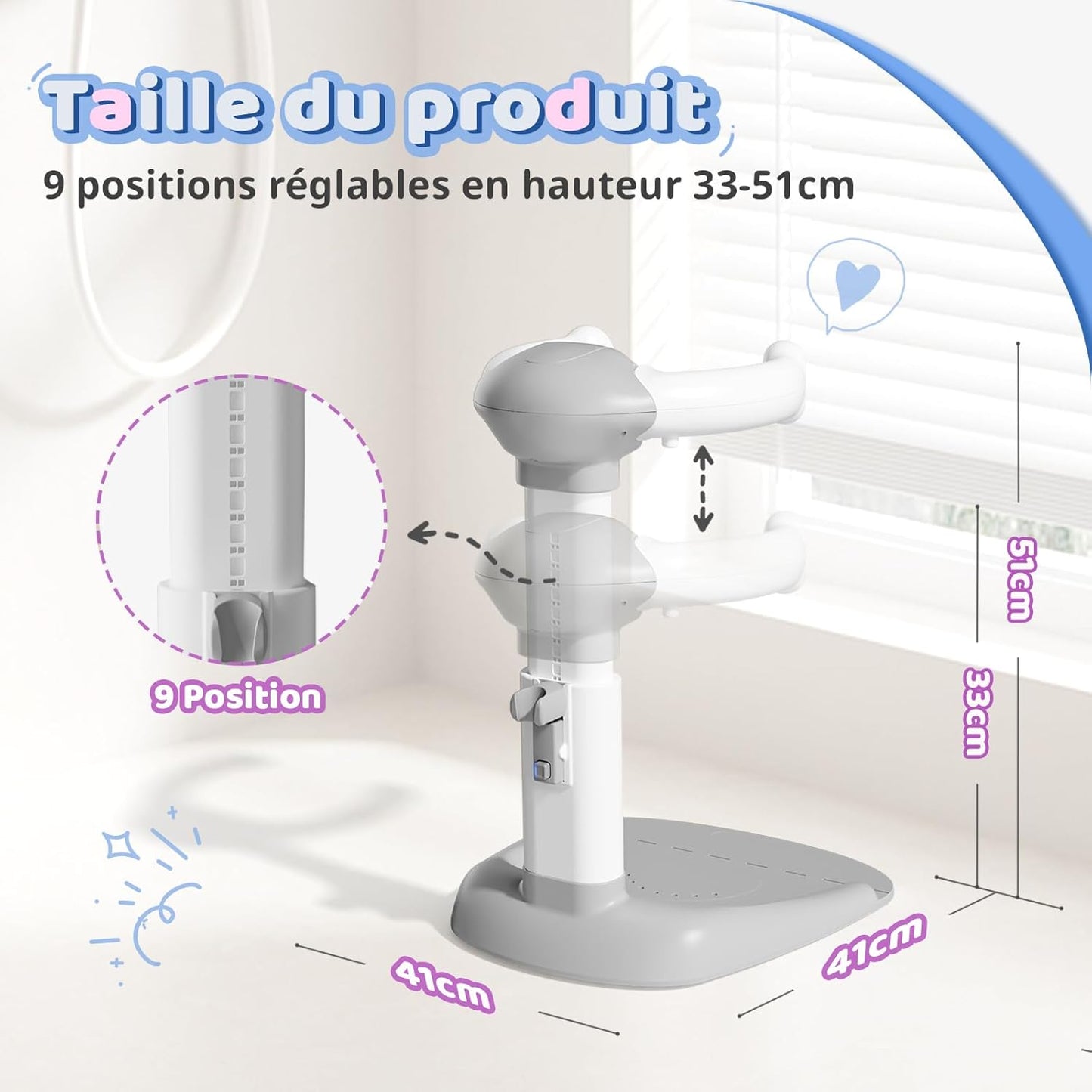 Support de Douche Bébé Réglable – Sécurité & Confort pour le Bain