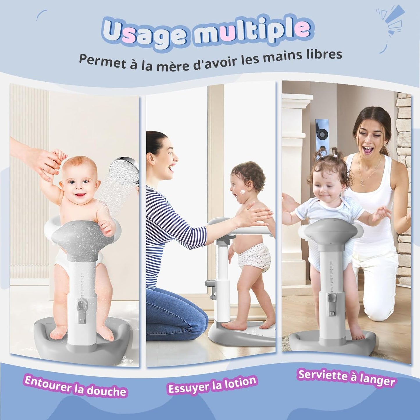 Support de Douche Bébé Réglable – Sécurité & Confort pour le Bain